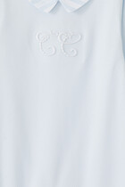 Logo Embroidered Cotton Romper
